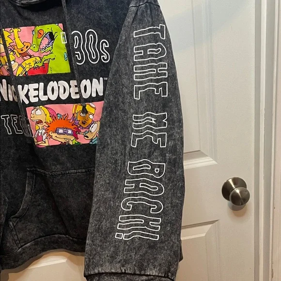 Nickelodeon 90s Cartoon Hoodie Acid Wash black/ gray | Medium - Picture 7 of 11